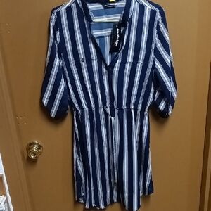 Indulge Navy and White Striped Apparel